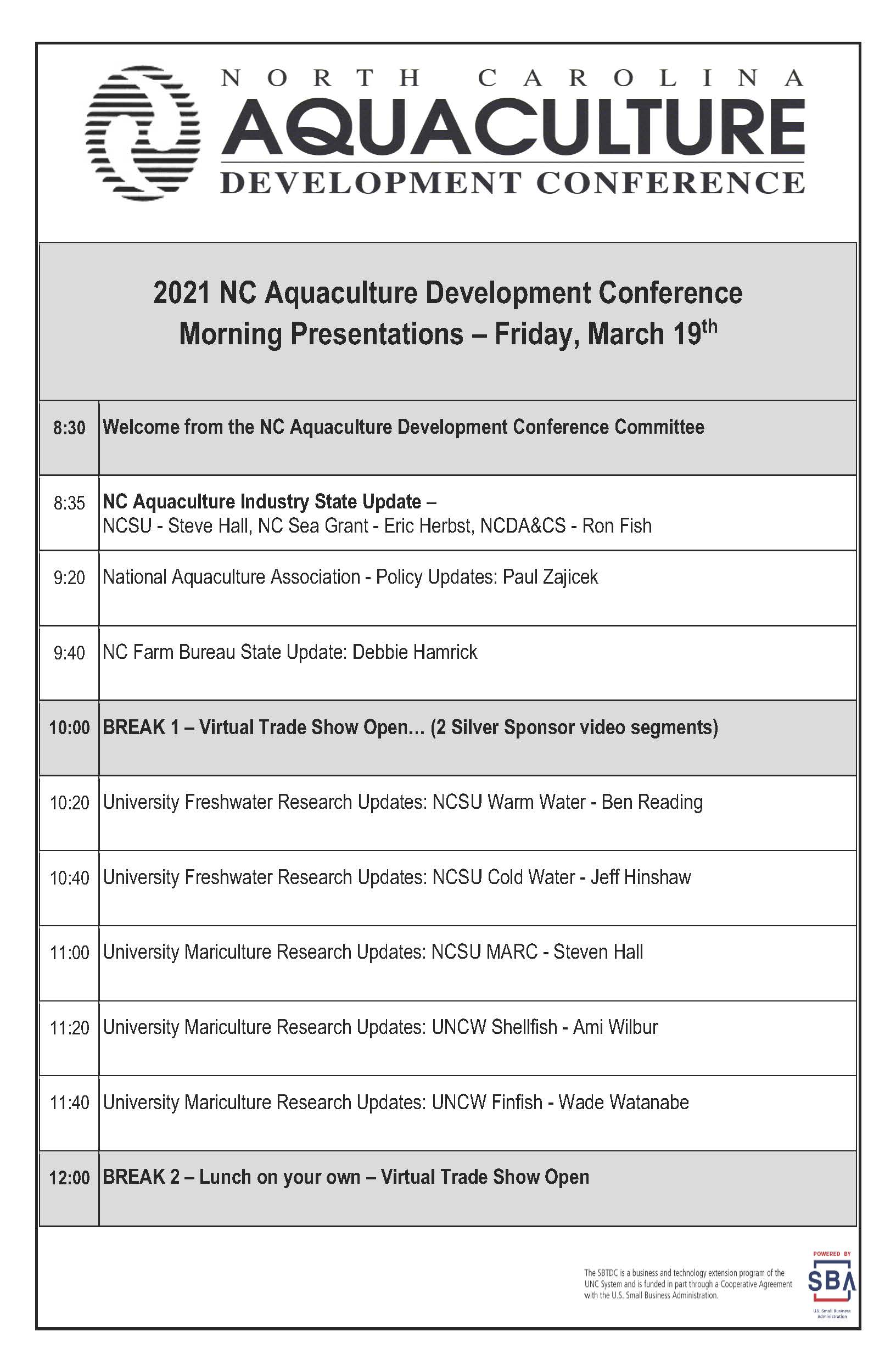 Friday conference agenda